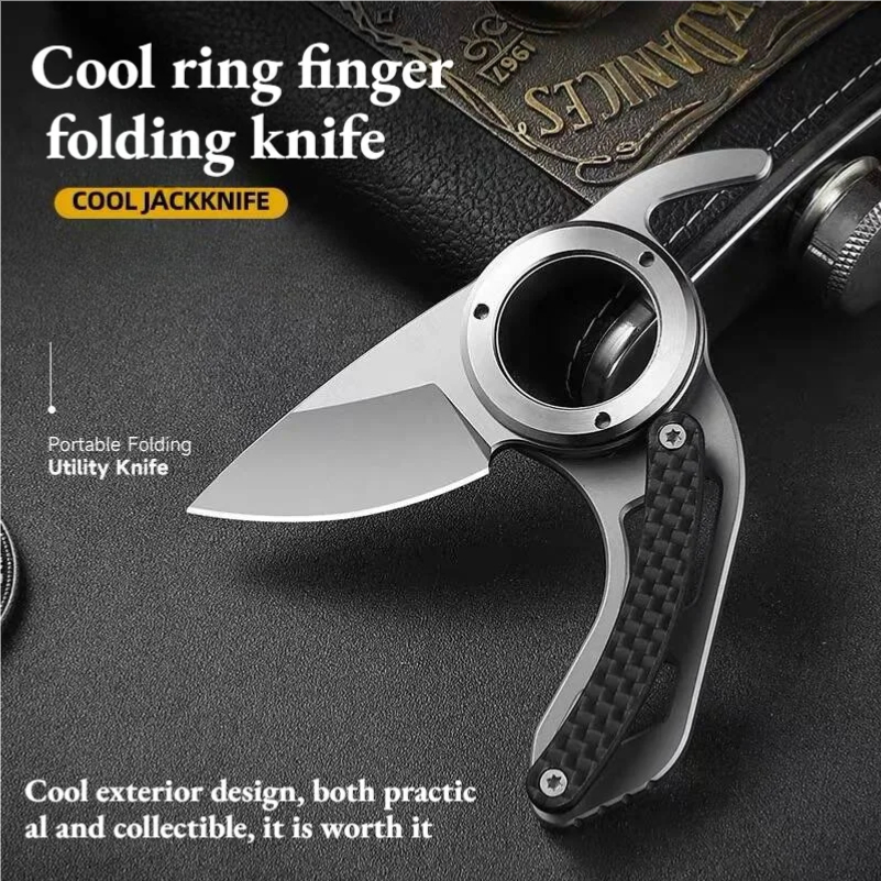 Survival Knife Full Tang - EDC Mini Folding Ring Knife, Thin