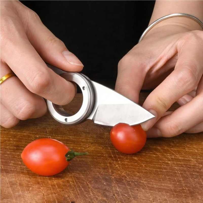 EDC Mini Folding Ring Knife, T - Survival Knife Full Tang 评论和价格