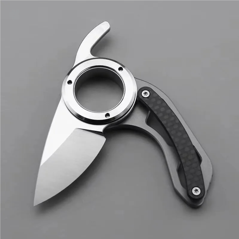 EDC Mini Folding Ring Knife, T - Survival Knife Full Tang 评论和价格