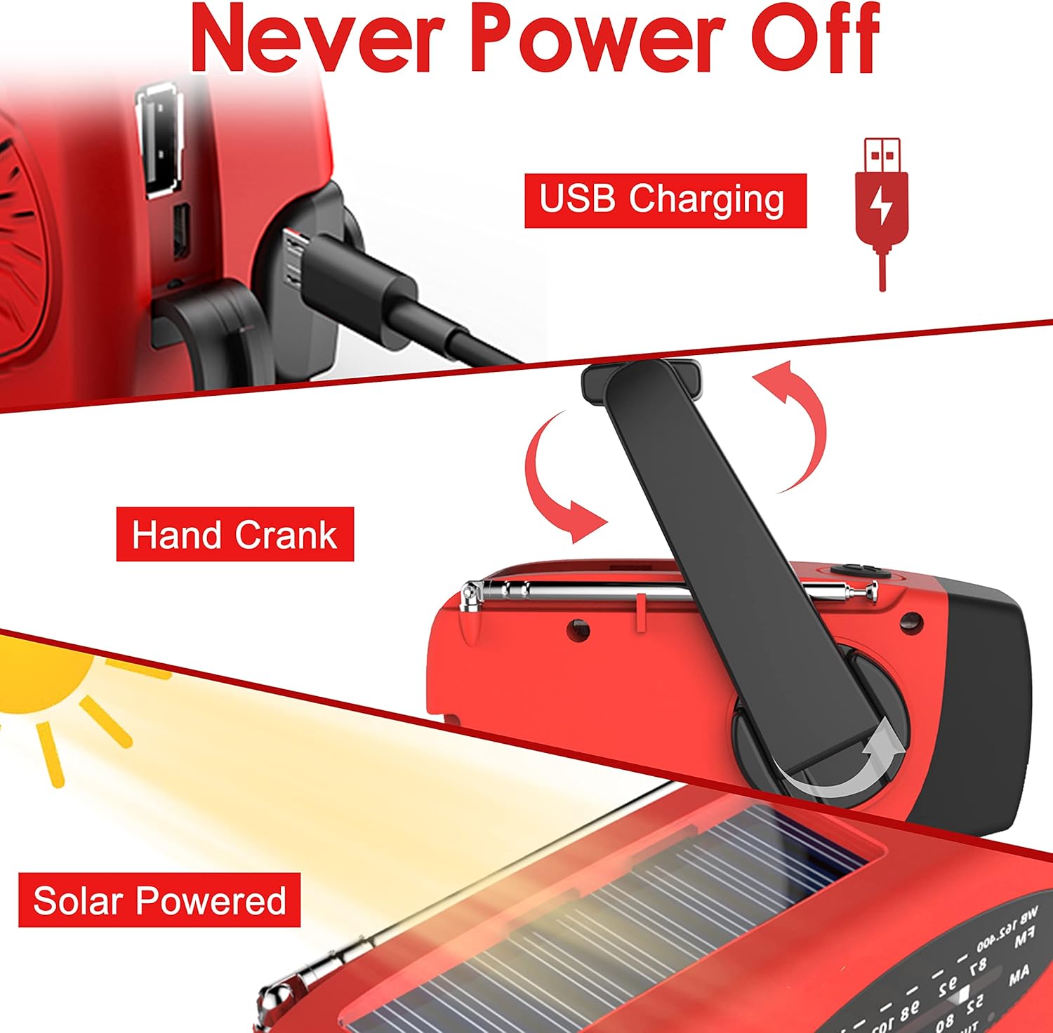 Multifunctional Hand Cranked G - Emergency Radio Solar 评论和价格